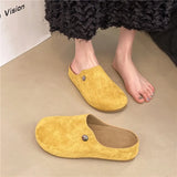 Breakj Burkan Slippers Women Wear 2025 Spring New Fashion Soft Base Lazy One Foot Pedal Half Slippers