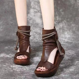 Shoes Women's Summer Casual Fashion Platform Sandals Fish Mouth Shoes Back Zipper Muffin Sole Women's Cool Boots