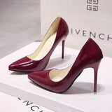 Shoes Pointed Toe Pumps Patent Leather Dress High Heels Boat Shoes Wedding Shoes Zapatos Mujer White Blue