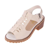 New Women's Square Heel Summer Shoes Leather Zip Gladiator Sandals Medium Heel Zip Platform Sandals High Heels
