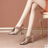 Sandals 2023 Summer New Fashion Fish Mouth Thick Heel High Heel Breathable Hollow Mesh Casual Women's