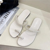 Women Slippers Flat Glitter Slides Fashion Low Pantofle Soft Jelly Luxury Summer 2023 Rubber Rome Crystal Basic