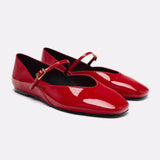 Breakj Summer New Women's Shoes Red Patent Leather Head Shallow Ballet Sandals Flat Bottom Single Shoes