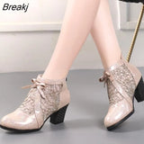 Fashion Rhinestones Gauze Sandals Summer New Mesh Boots Genuine Leather Women's Shoes Hollow Boots Large Size