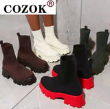 Autumn Winter New Couple Socks Shoes Women Thick-soled Casual Large Size Net Red Knitted Short Boots Women botas de