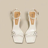 Breakj Temperament High Heels Women 2025 Summer New Hollow Shallow Mouth Square Heel Sandals Gentle Banquet Show