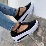 Breakj Women's Shoes Summer Thick Soles With A Large Size Button With Sandals Beach Shoes Hollow Shallow Single