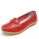 Women's Genuine Leather Shoes Ladies Basic Loafers Non-Slip Soft Sole Casual Flats Comfortable Shallow Mother's