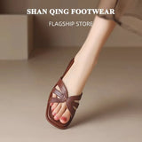 Breakj 2023 New Fashion Women's Shoes Hollow Out One-Word Outside Wear Flat Slippers Cool Drag Female Hot