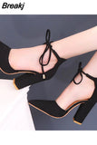 Women's High Heel Shoes Spring and Autumn Season Pointed Lacing Sexy Fashion Thick Heel Casual Large Women's Shoes