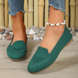 Breakj Size Single Shoe Autumn New Style Fly Weave Net Surface Shallow Foot Pedal Lazy Flat Bottom Casual Women's Shoe