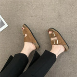 Breakj Retro Slippers Women Wear 2023 New Frosted Leather Shoes In The Summer, Cool Drag Flat