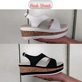 Women 2023 Summer Wedges Thick Bottom Shoes Solid Buckle T-Strap Open Toe Sandals Casual Ladies Platform Shoes Zapatillas
