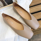Women Flat Shoe Elegant Shallow Low-heeled Sandals 2022 Beige Korean Slippers Square Toe Slip-on Simple Woman