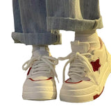 Breakj Wind Board Shoes Female Spring And Autumn Hot Style Star Board Shoes 2024 New Heighten Breathable Sports Shoes Thick Platform Small White