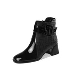 Breakj Heels Women's 2025 New Shoes Winter Korean Version Of The Fashion Round Head Short Boots Lady High Heel Low Barrel