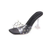 Crystal Clear Transparent Slippers Female Shoes Middle Heels Comfortable New Summer Women Shoes Woman Fashion Cool Mules