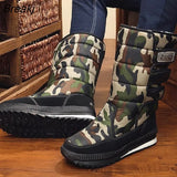 Men Platform Boots Waterproof Winter Snow Boots Men Shoes Plush Waterproof Slip-resistant Military Winter Camouflage