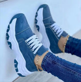 Year's New Thick-Soled Color Tie With Canvas Shoes Women's Large Size Low-Help Casual Single-Shoe