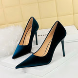 Breakj Fashion Simple Add Thick Suede Banquet High Heels Women Shoes Thin Heel High Heel Shallow Pointed Single