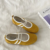 Breakj Version Of The Color Double Bouquet Single Shoe 2025 Autumn New Retro Round Head Mary Jane Shoes Flat Bottom Shallow Casual