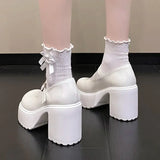 2023 Super High Heels Mary Jane Shoes Women Ankle Buckle Chunky Platform Pumps Woman Pu Leather Y2K Goth Shoes