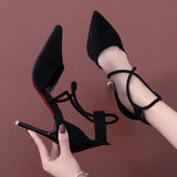 Women's Dress Classy High Heels Women 2023 Spring and Autumn New Pointed Toe Stiletto Sandals Buckle Strap Internet Hot
