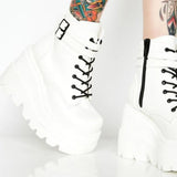 2021 Brand Platform Designer Goth Cool Motorcyle Women Boots Punk Street Zipper Elastic Band Black Ladies