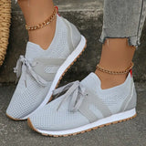 Breathable Mesh Flats Shoes Women 2024 Casual Lace Up Platform Sneakers Woman Non Slip Thick Soled Walking Shoes