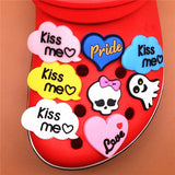 Sale 1pcs Shoe Charms Heart-shaped/Kiss me/Skull Shoe Accessories Shoe Buckle Decorations Fit Croc JIBZ Kid's X-mas
