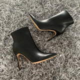 Fashion Women 10cm High Heels Boots Winter Stiletto Heels Black White Ankle Boots Plus Size 42