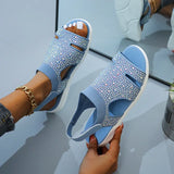 Summer Women Flats Crystal Stretch Orthopedic Sandals Open Toe Beach Shoes Footwear Casual Ladies Sandalias
