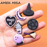 Crystal ball Shoe Charms Magic circle Wizard hat broom moon Shoes Accessories Decoration Fit Buckle Croc Jibz Kids