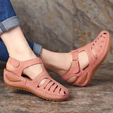 Summer Vintage Wedge Sandals Buckle Casual Sewing Women Shoes Female Ladies Platform Retro Sandalias Plus