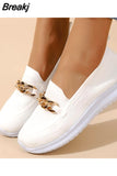 Metal Chain Platform Women's Flats Shoes Autumn Breathable Mesh Flat Sneaker Woman Shoe Slip on Soft Sole Casual