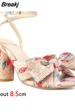 VIP 2023 Summer Woman Sandals Round Heels Super High Heel With Butterfly-knot Sweet Lady Office Shoes Plus Size