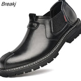 Genuine Leather Chelsea Boots Men Leather Shoes Autumn Early Winter Shoes Man Single Boots Thick Sole Male Footwear