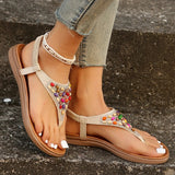 Bohemian Style Flat Heels Sandals Women 2024 Summer Plus Size Clip Toe Sandles Woman Non Slip Platform Rome