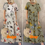 Women's Printed Sundress ZANZEA Bohemian Summer Maxi Dress Casual Short Sleeve Vestidos Female High Waist Robe