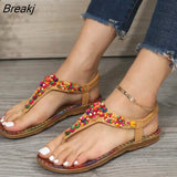 Women String Sandals Hot Sale Bead Casual Beach Shoes Sandals Summer Shoes 2023 Summer Beach Vintage Sandalias
