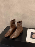 Breakj Brown Martin Boots Women's Shoes 2025 Autumn/Winter New Square Skinny French Short Boots Single