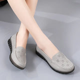 Breakj Autumn Leather Soft Soles Casual Women's Singles Comfortable Anti-Slip Wear-Resistant Mother Shoes Bean Shoes