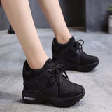 Thick Bottom Shallow With Net Cloth Belt Leisure Sports Travel Women Single Shoes High Heel Women's