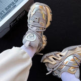 Full Of Futuristic ~ 2025 Thick-Soled Casual Sneakers Silver Old Dad Shoes ~ Sole Design