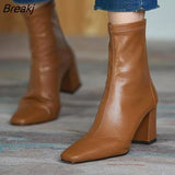 Chelsea Boots Streetwear Dating Ankle Autumn Boots For Women 2020 Autumn Black Boots Zipper Square Heel Vintage