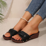Breakj Belt Buckle Bottom One-Word Slippers Female Slope And Rivet Fish Mouth Slope And Beach Cold