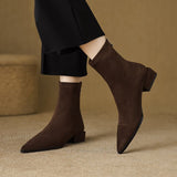 Skinny Boots Women 2025 New Autumn And Winter Fashion After Thin Zipper Bare Boots Flat Bottom French Sharp-Headed Short