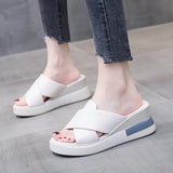 Toe Fairy Wearing Women's Shoes Large Size Slope Sandals 2023 Summer New Korean Cake Slippers