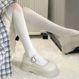 New Lolita Shoes 2022 Platform Shoes White Black Mary Jane Shoes High Heel Women JK Uniform Leather Shoes college girls