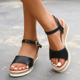 Breakj Ladies Sandals 2025 Summer New Large-Size Pine Cake Thick Bottom Slope With Fish Mouth Buckle